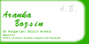 aranka bozsin business card